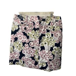 LOFT Pink and Black Floral Skirt